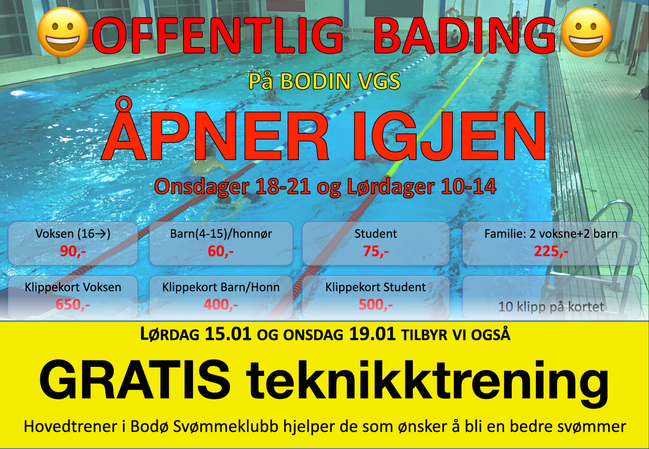 Offentlig Bading ÅPNER IGJEN lørdag 15.januar!